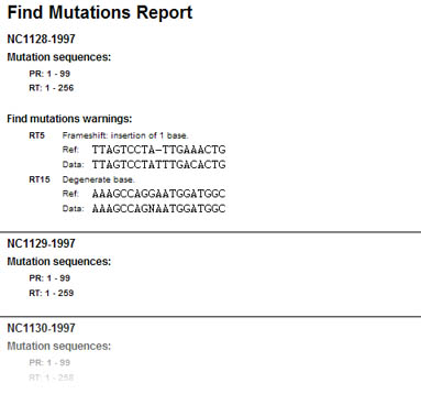 Find mutations report